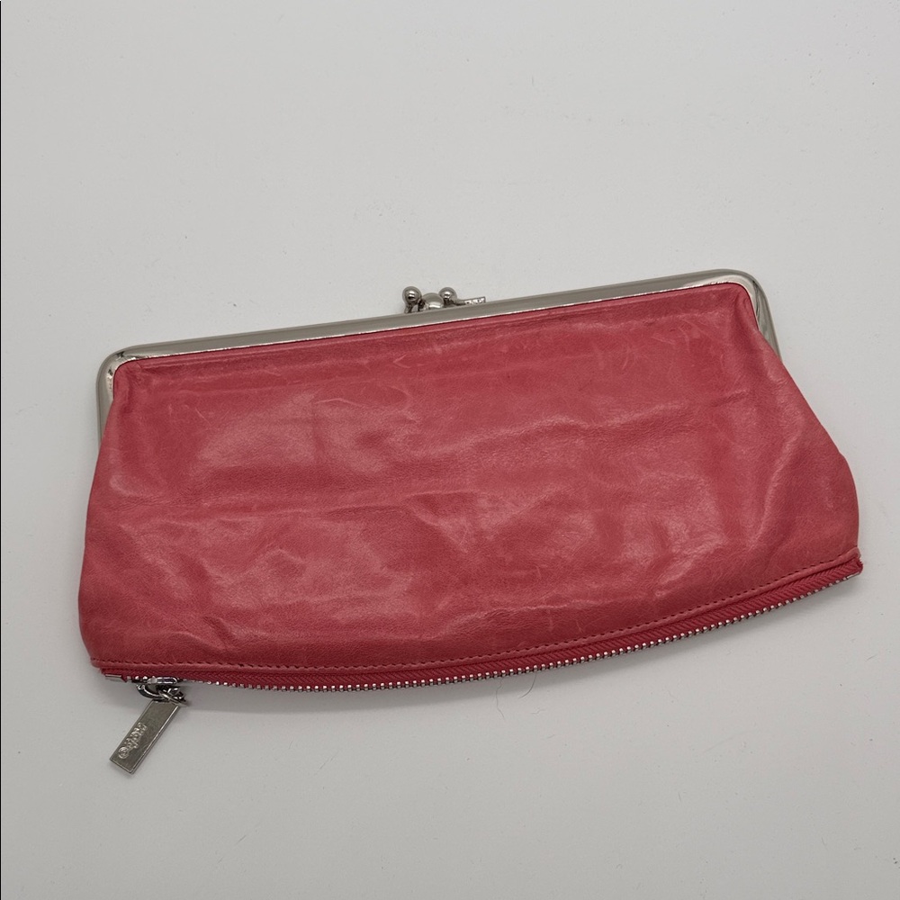HOBO Pink Leather Clutch with Silver Accents - Picture 1 of 9